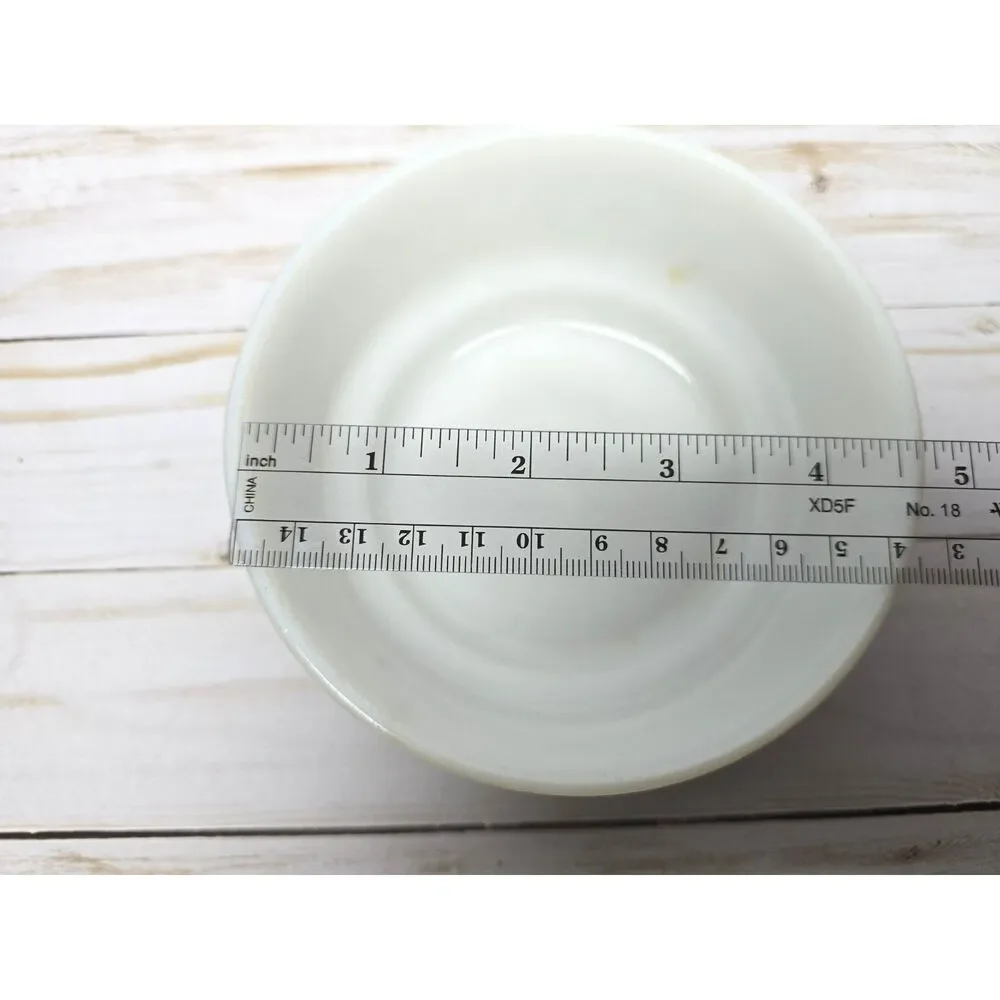 Vtg Milk Glass Berry Bowls Set 2 Textured Scroll Dot Mustard Gold 5